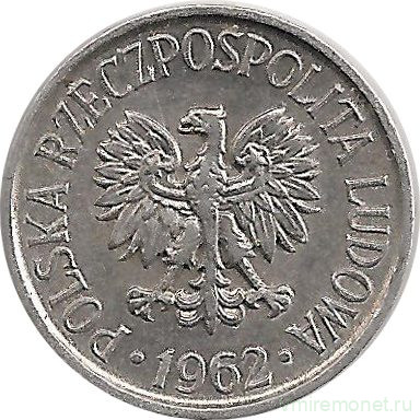 Монета. Польша. 5 грошей 1962 год.