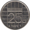 Монета. Нидерланды. 25 центов 1999 год. ав.