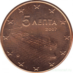 Монета. Греция. 5 центов 2007 год.
