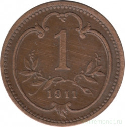 Монета. Австро-Венгерская империя. 1 геллер 1911 год.
