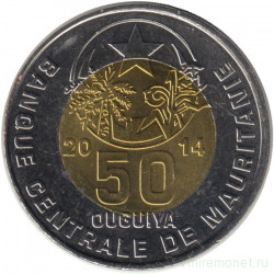 Монета. Мавритания. 50 угий 2014 год.