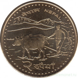 Монета. Непал. 2 рупии 2009 (2066) год.
