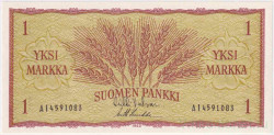 Банкнота. Финляндия. 1 марка 1963 год. Тип 98A(38).