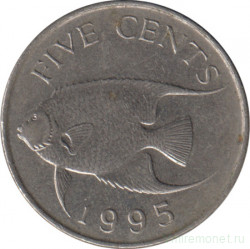 Монета. Бермудские острова. 5 центов 1995 год.