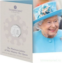 Монета. Великобритания. 50 пенсов 2022 год. 70 лет правлению Королевы Елизаветы II. В буклете.
