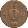  Монета. Швеция. 1 эре 1969 год . ав.