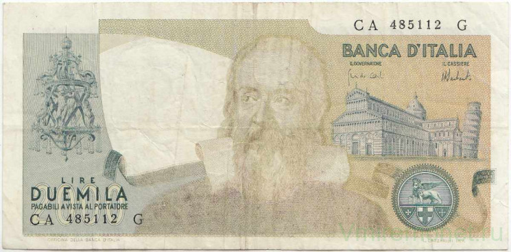 Банкнота. Италия. 2000 лир 1973 год. Тип 103a.