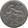 Монета. Ямайка. 25 центов 1989 год. рев.