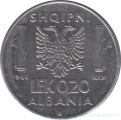 Монета. Албания. 0,20 лека 1941 год.