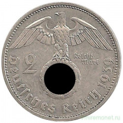 Монета. Германия. Третий Рейх. 2 рейхсмарки 1939 год. Монетный двор - Мюнхен (D).