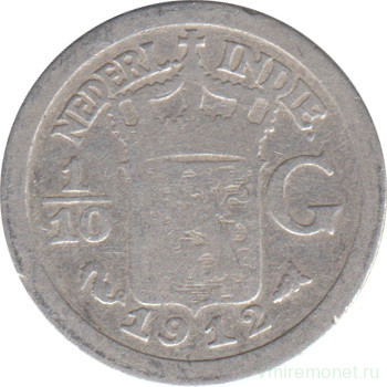 Монета. Нидерландская Ост-Индия. 1/10 гульдена 1912 год.