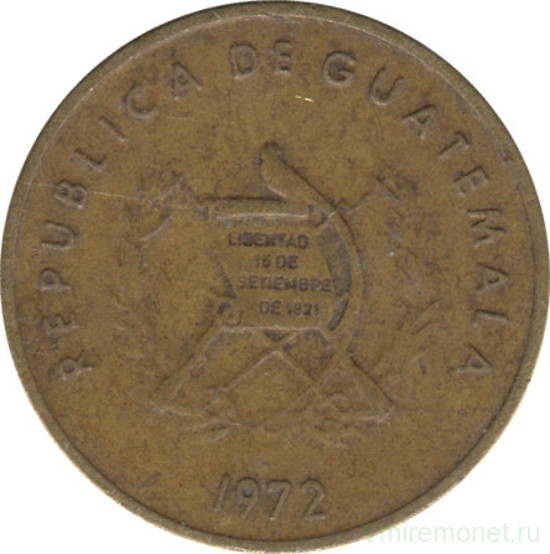 Монета. Гватемала. 1 сентаво 1972 год.