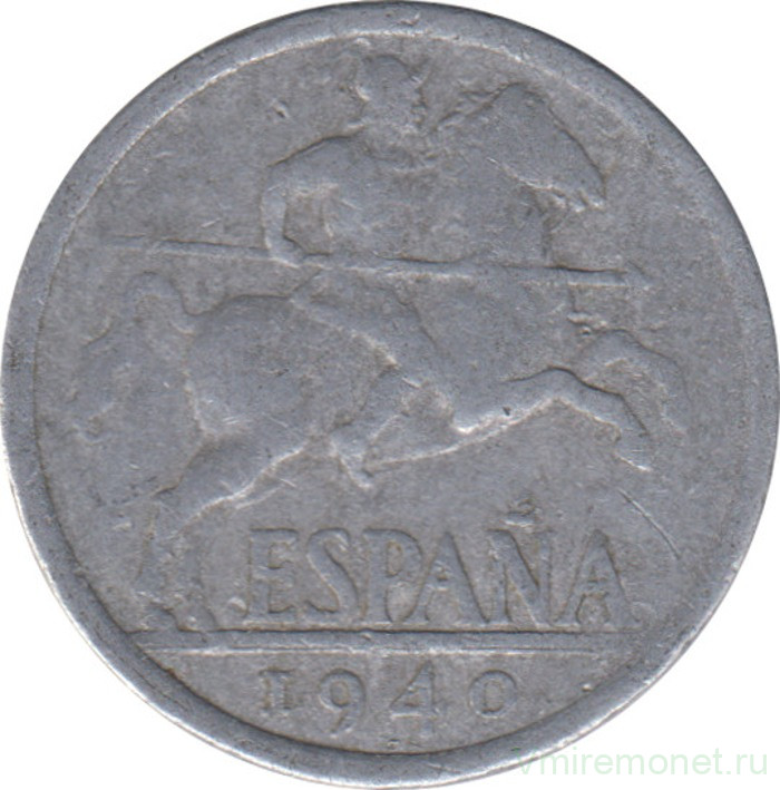 Монета. Испания. 10 сентимо 1940 год.