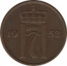  Монета. Норвегия. 2 эре 1952 год. ав.