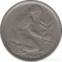 Монета. ФРГ. 50 пфеннигов 1966 год. Монетный двор - Карлсруэ (G).