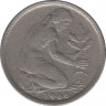 Монета. ФРГ. 50 пфеннигов 1966 год. Монетный двор - Карлсруэ (G). ав.