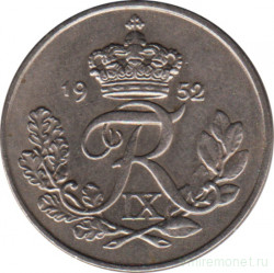 Монета. Дания. 10 эре 1952 год.