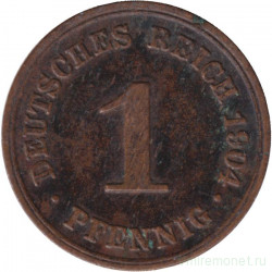 Монета. Германская империя. 1 пфенниг 1904 год. (D).