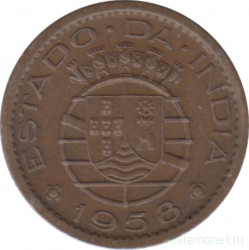 Монета. Португальская Индия. 10 сентаво 1958 год.