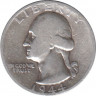 Монета. США. 25 центов 1944 год. Монетный двор S. ав.