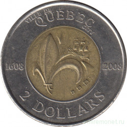 Монета. Канада. 2 доллара 2008 год. 400 лет основания города Квебек.