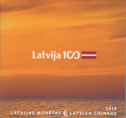 Монеты. Латвия. Набор евро в буклете 2018 год. 100 лет обретения государственности Латвии.