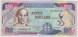 Банкнота. Ямайка. 50 долларов 2012 год. Золотой юбилей Ямайки. Тип 89.