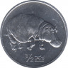 Монета. Северная Корея. 0.5 чона 2002 год. Мир животных. Бегемот. ав.
