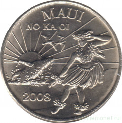 Монета. США. Гавайские острова. Мауи. 2 торговых доллара 2008 год. Танцовщица.