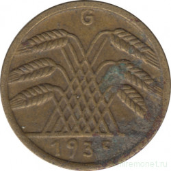Монета. Германия. Веймарская республика. 5 рейхспфеннигов 1935 год. Монетный двор - Карлсруэ (G).