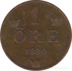 Монета. Швеция. 1 эре 1890 год.