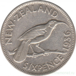 Монета. Новая Зеландия. 6 пенсов 1936 год.