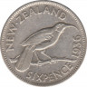 Монета. Новая Зеландия. 6 пенсов 1936 год. ав.