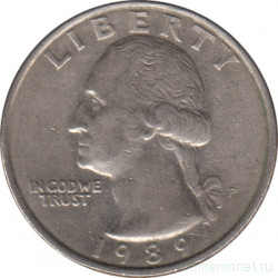 Монета. США. 25 центов 1989 год. Монетный двор P.