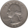  Монета. США. 25 центов 1989 год. Монетный двор P. ав.