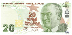 Банкнота. Турция. 20 лир 2009 год. Тип 224.