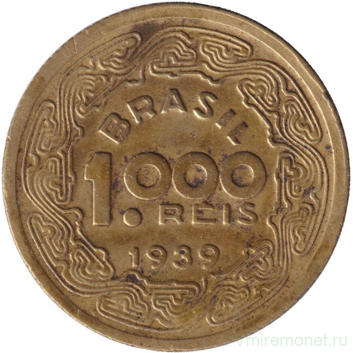 Монета. Бразилия. 1000 рейсов 1939 год.