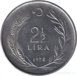Монета. Турция. 2,5 лиры 1978 год.