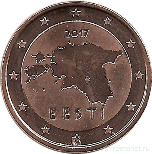 Монета. Эстония. 5 центов 2017 год.