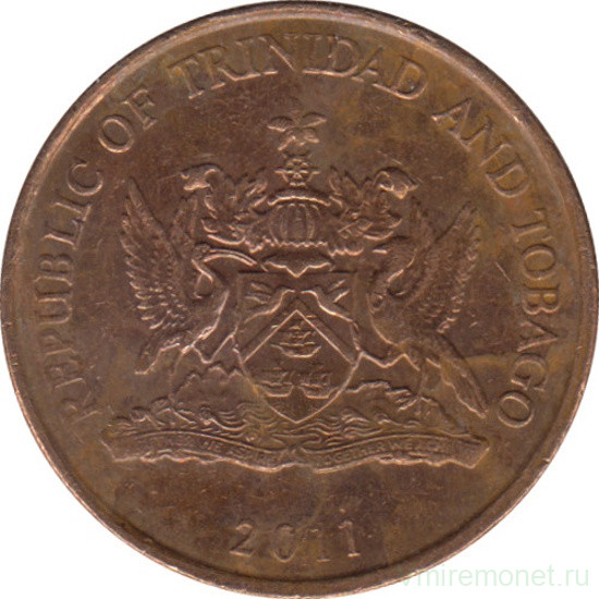 Монета. Тринидад и Тобаго. 5 центов 2011 год.