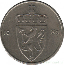 Монета. Норвегия. 50 эре 1980 год. (со звездой) 
