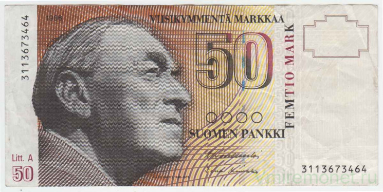 Банкнота. Финляндия. 50 марок 1986 год. Лит А. Тип 118 (37).