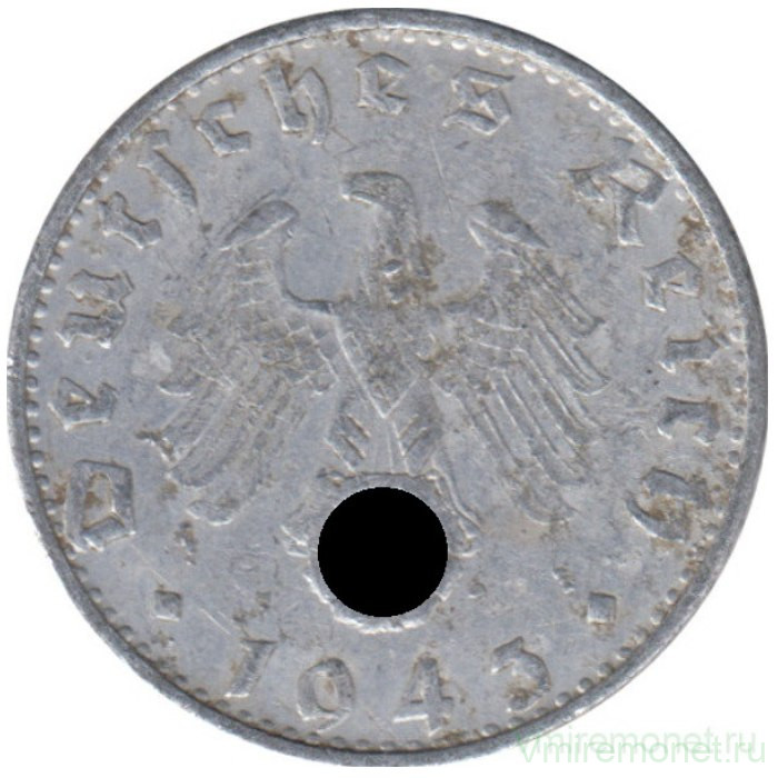 Монета. Германия. Третий Рейх. 50 рейхспфеннигов 1943 год. Монетный двор - Вена (B).