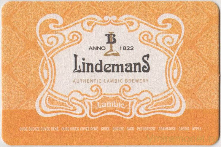 Подставка. Пиво  "Lindemans". (Жёлтая).