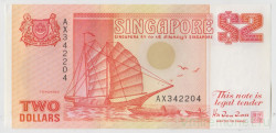 Банкнота. Сингапур. 2 доллара 1990 год.
