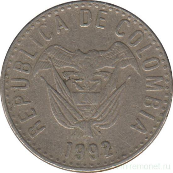 Монета. Колумбия. 10 песо 1992 год.