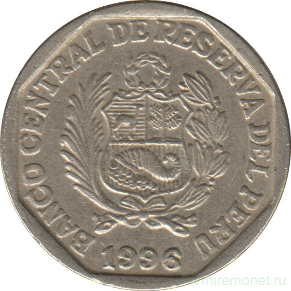 Монета. Перу. 50 сентимо 1996 год.
