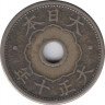 Монета. Япония. 10 сенов 1921 год (10-й год эры Тайсё). ав.