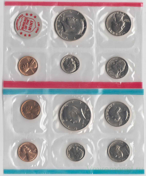 Монета. США. Годовой набор 1972 год. Монетные дворы P и D.