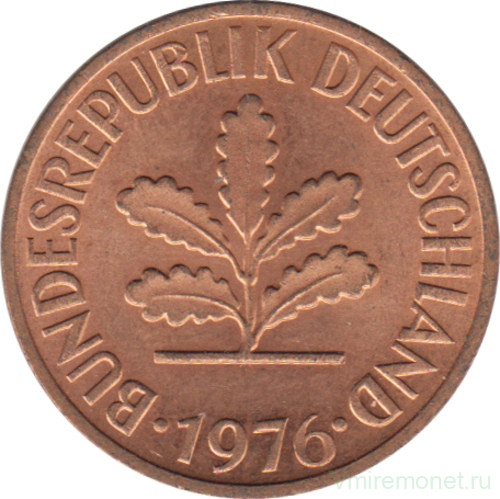 Монета. ФРГ. 2 пфеннига 1976 год. Монетный двор - Штутгарт (F).